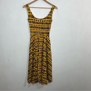NWT Nooworks Vacation Fit Flare Tank Dress in Dorcus Code Yellow Black Size XS